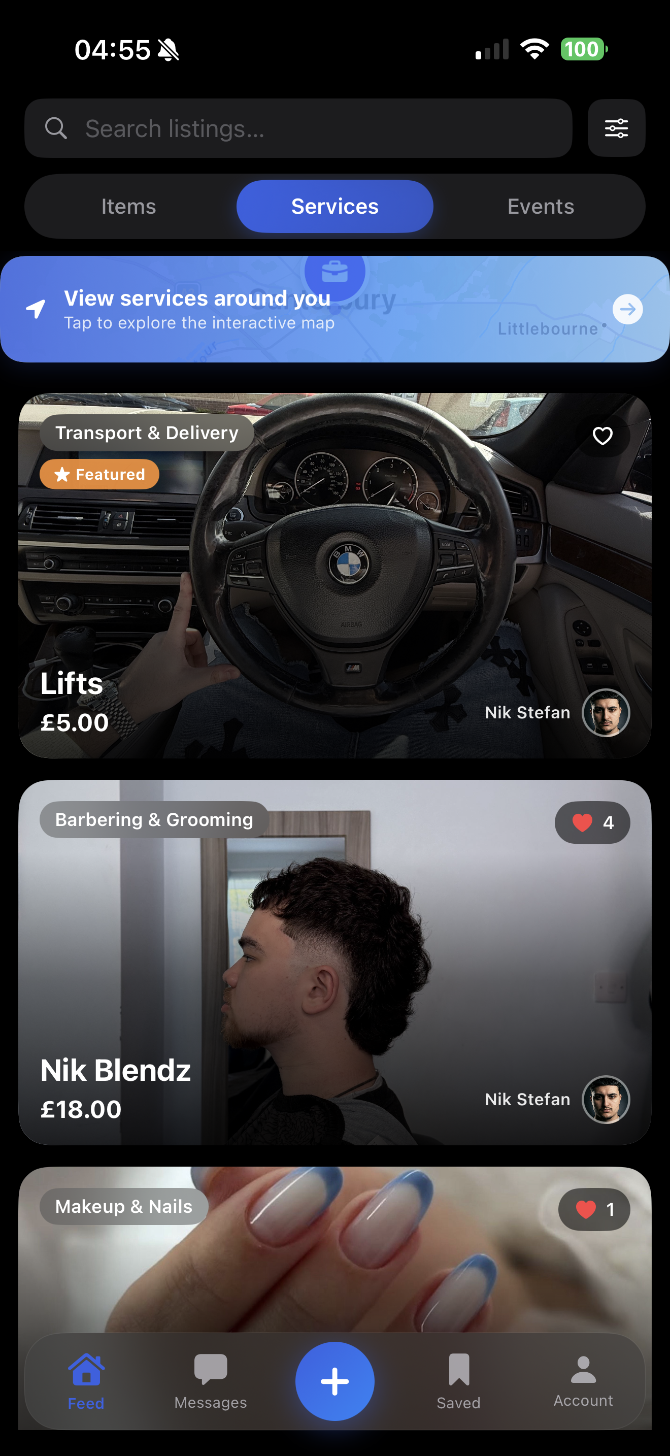 UniMarket services feed